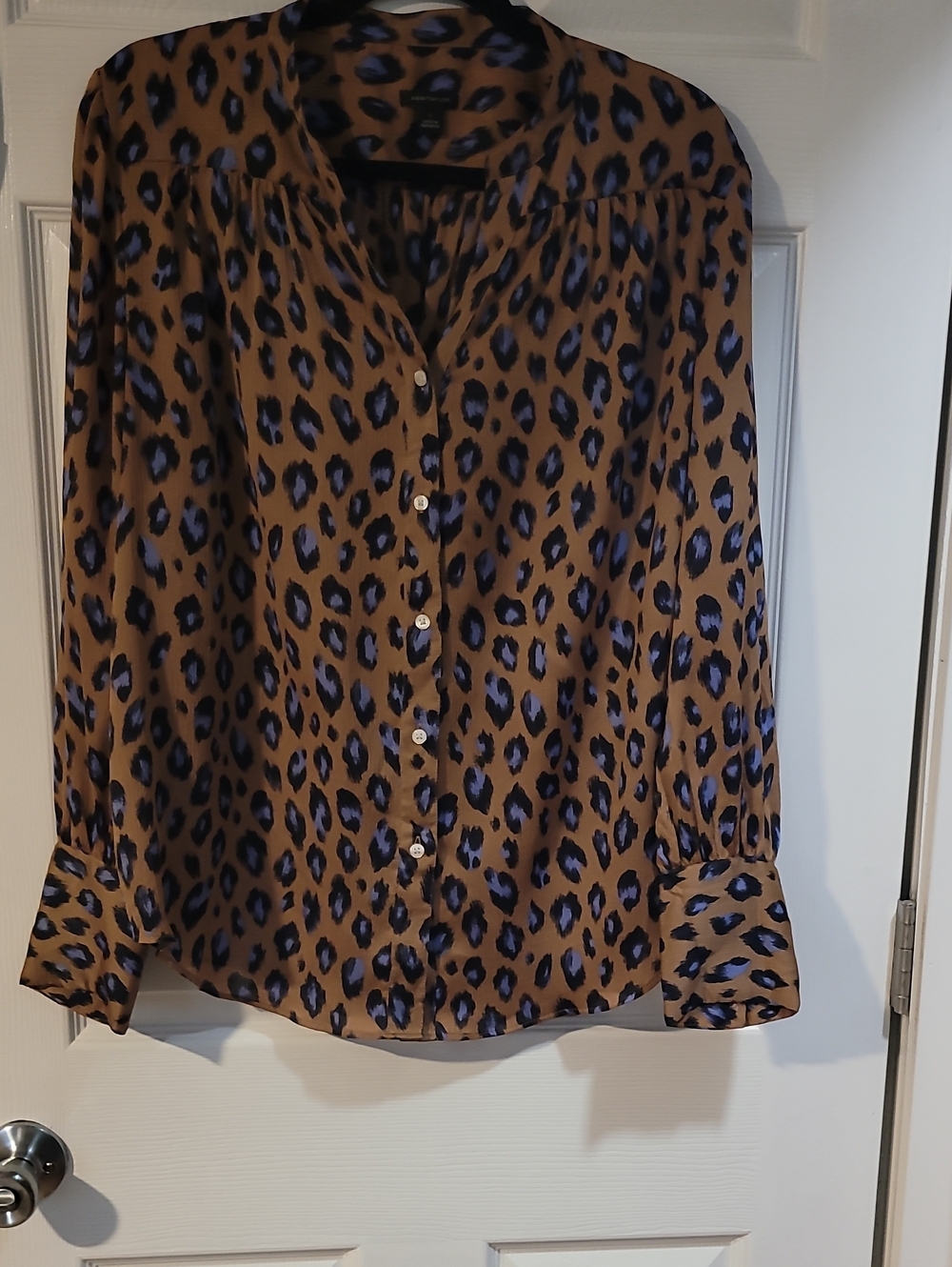 Banana Republic Leopard Print Button-Down Shirt in Brown and Blue